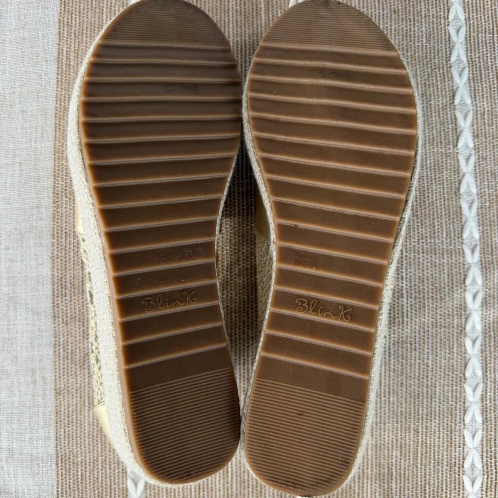 Blink Gold Metallic Crochet Lace Espadrille Platform Loafers Shoes Womens 39